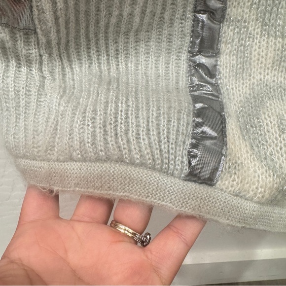 Vintage Pioneer Wear Knit Coat Womens 10 Gray Metallic Striped Long Length - Picture 6 of 10